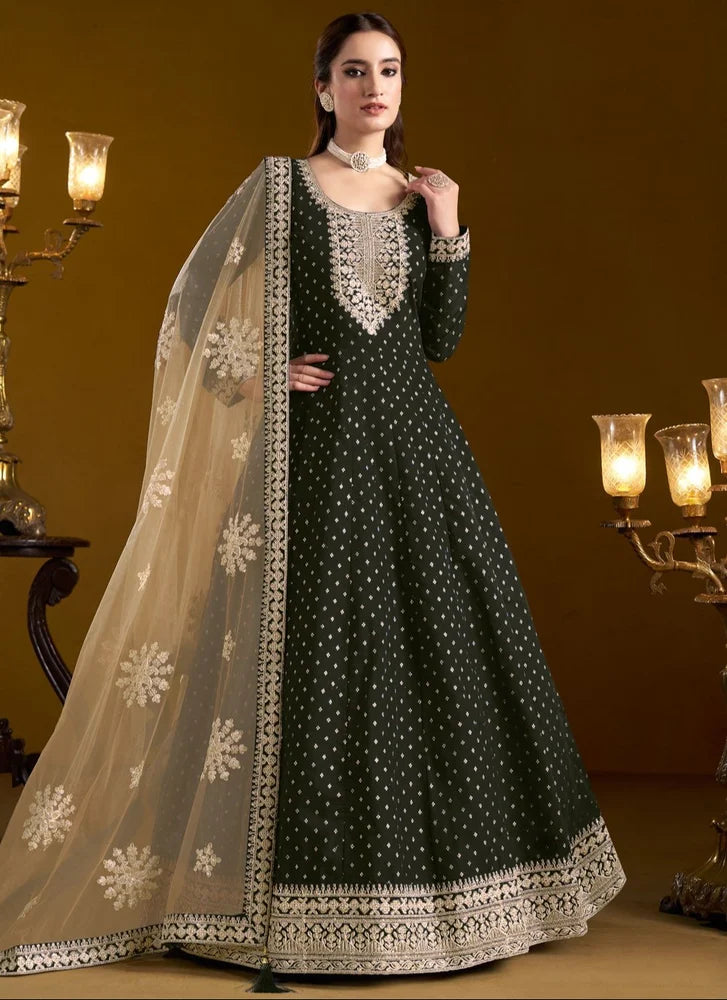 Chanderi Anarkali Suit with Butti Work