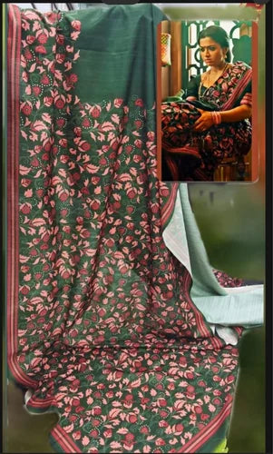 Rashmika Pushpa 2 Soft Kolam Silk Sarees with Floral Prints