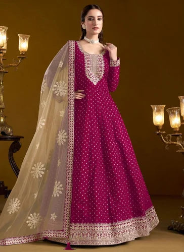 Chanderi Anarkali Suit with Butti Work