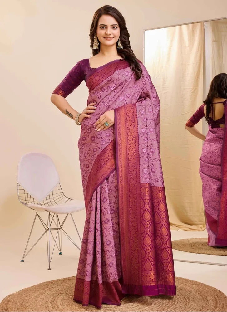 Versatile Purple Soft Kanjivaram Silk Traditional Saree