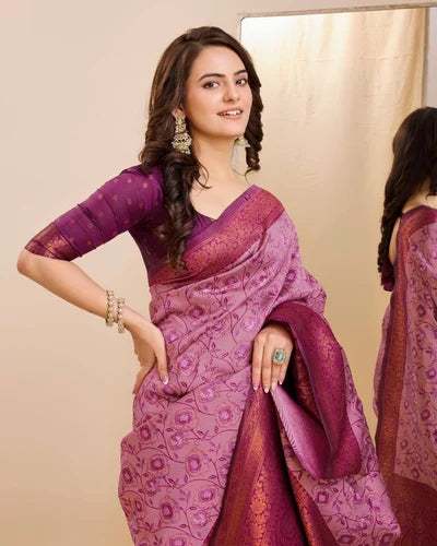 Versatile Purple Soft Kanjivaram Silk Traditional Saree