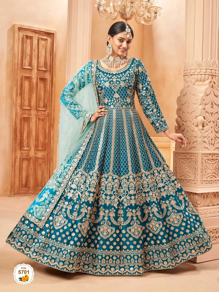 Wedding Wear Art Silk Pakistani Style Anarkali Suit