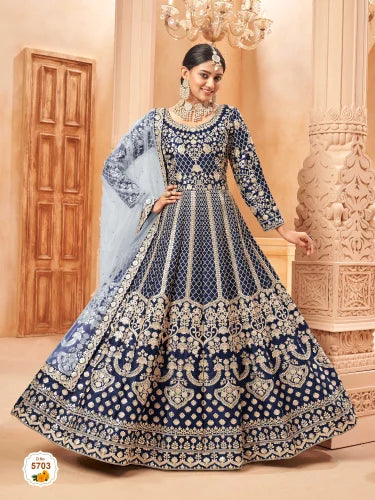 Wedding Wear Art Silk Pakistani Style Anarkali Suit