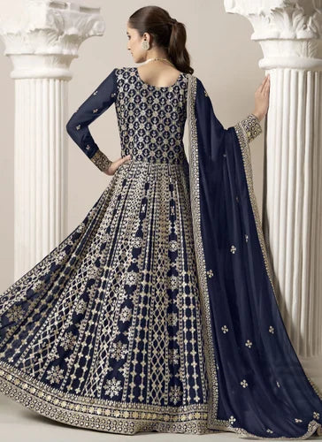 Wedding Wear Faux Georgette Embroidered Long Anarkali Suit
