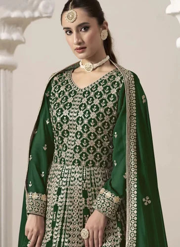 Wedding Wear Faux Georgette Embroidered Long Anarkali Suit