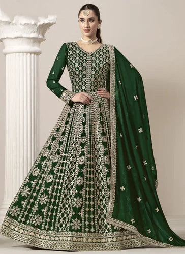 Wedding Wear Faux Georgette Embroidered Long Anarkali Suit