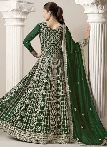 Wedding Wear Faux Georgette Embroidered Long Anarkali Suit