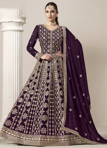 Wedding Wear Faux Georgette Embroidered Long Anarkali Suit